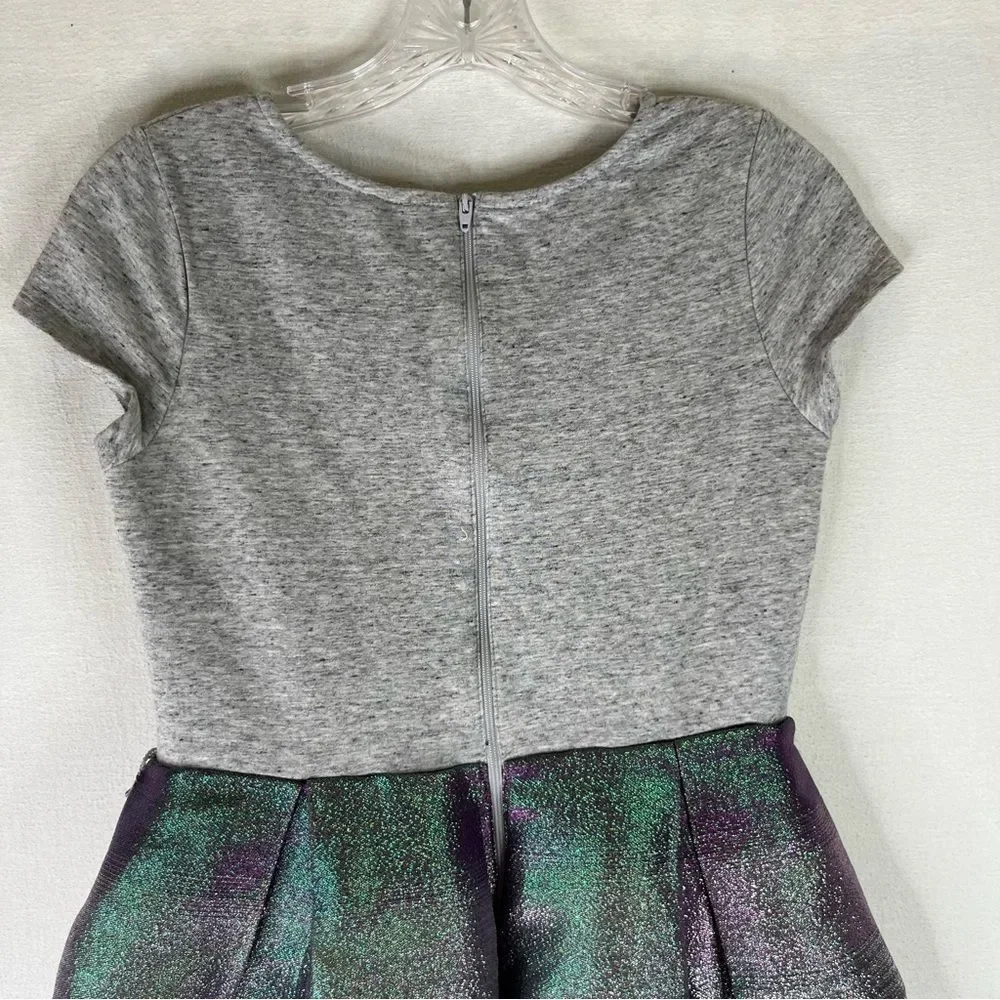 Justice Dress Girls Gray Green Purple Metallic Mermaid Short Sleeve 14